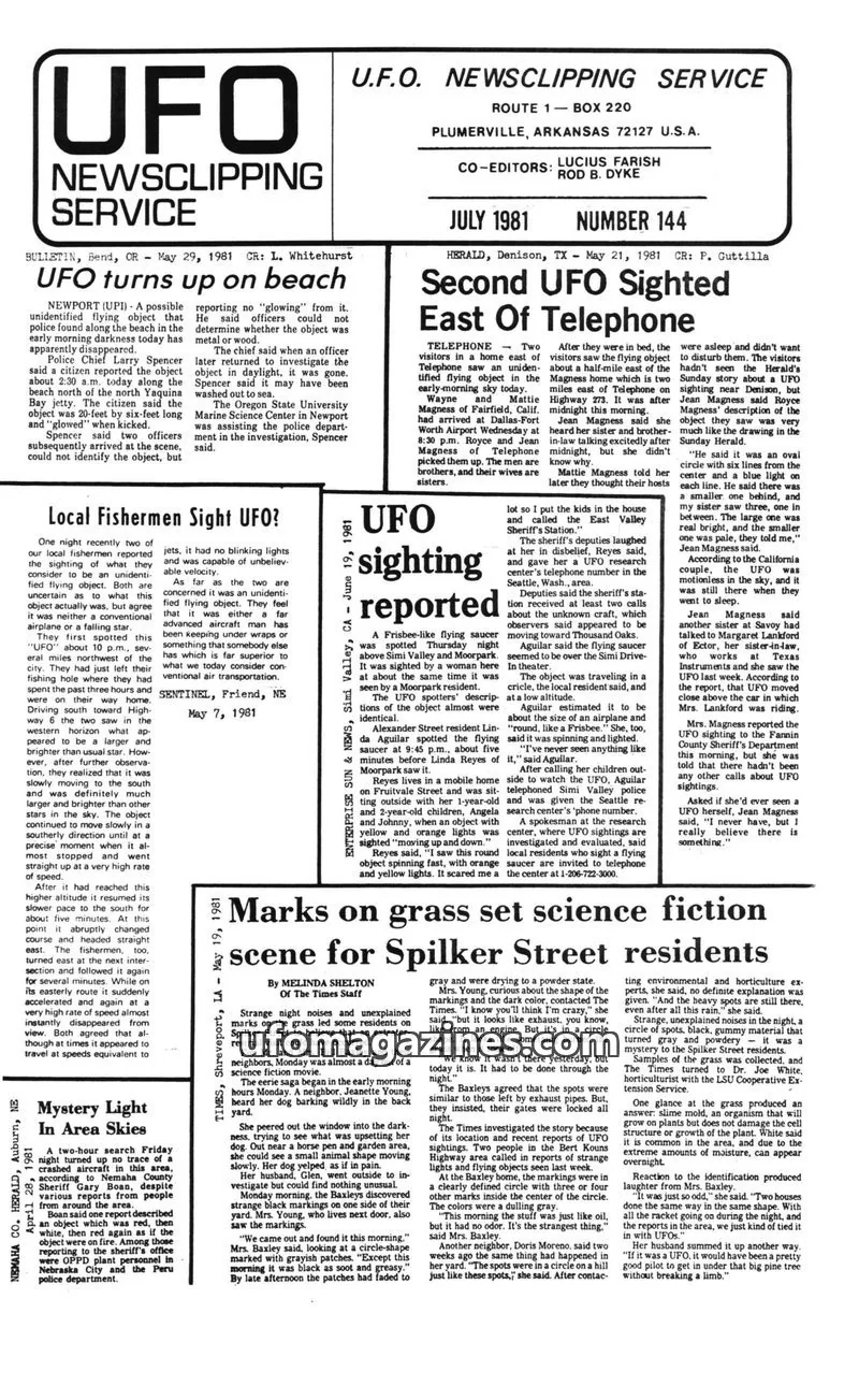Cover of U.F.O. NEWSCLIPPING SERVICE issue 144: UFO NEWSCLIPPING SERVICE