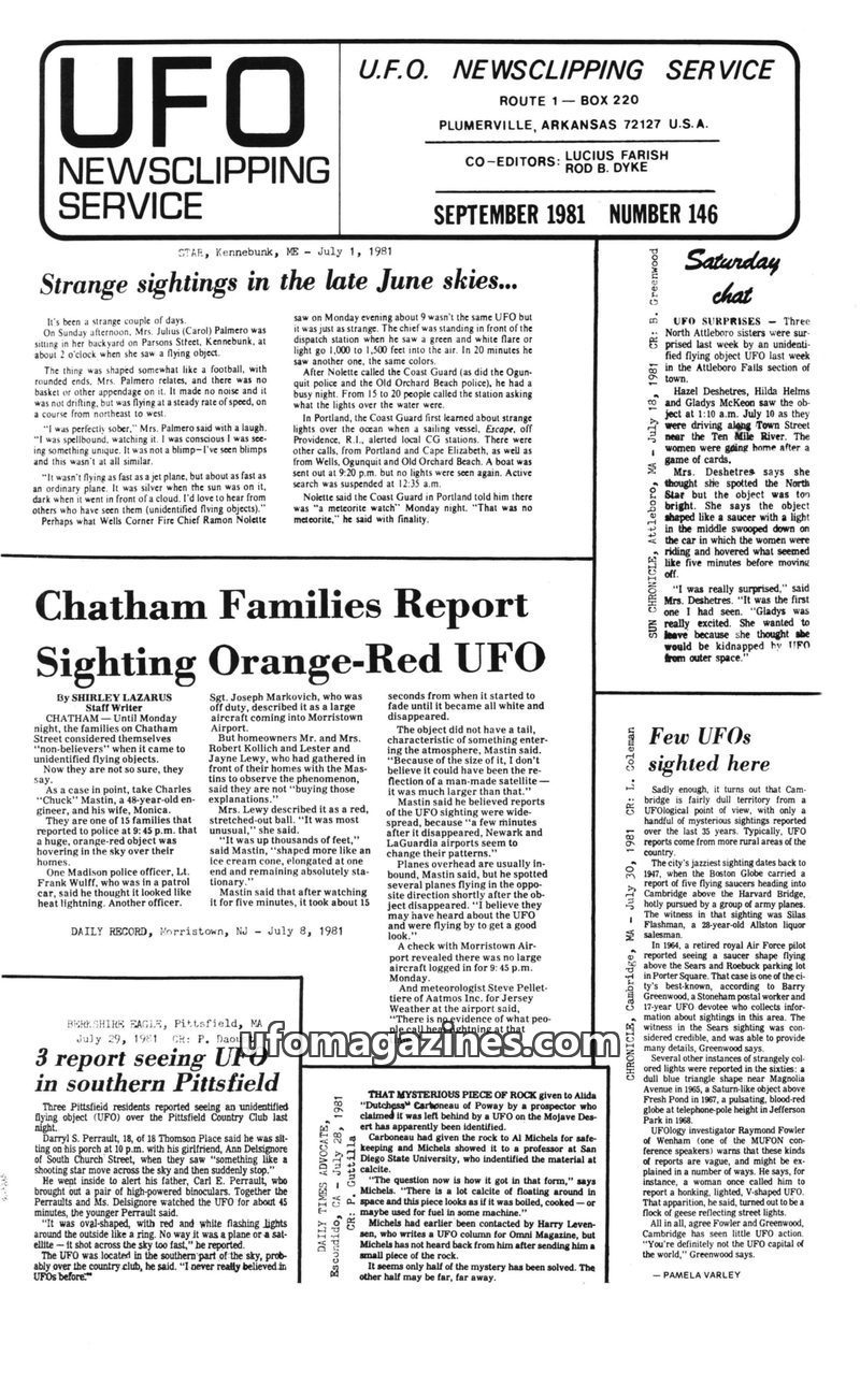 Cover of UFO Newsclipping Service - 1981 09 - no 146