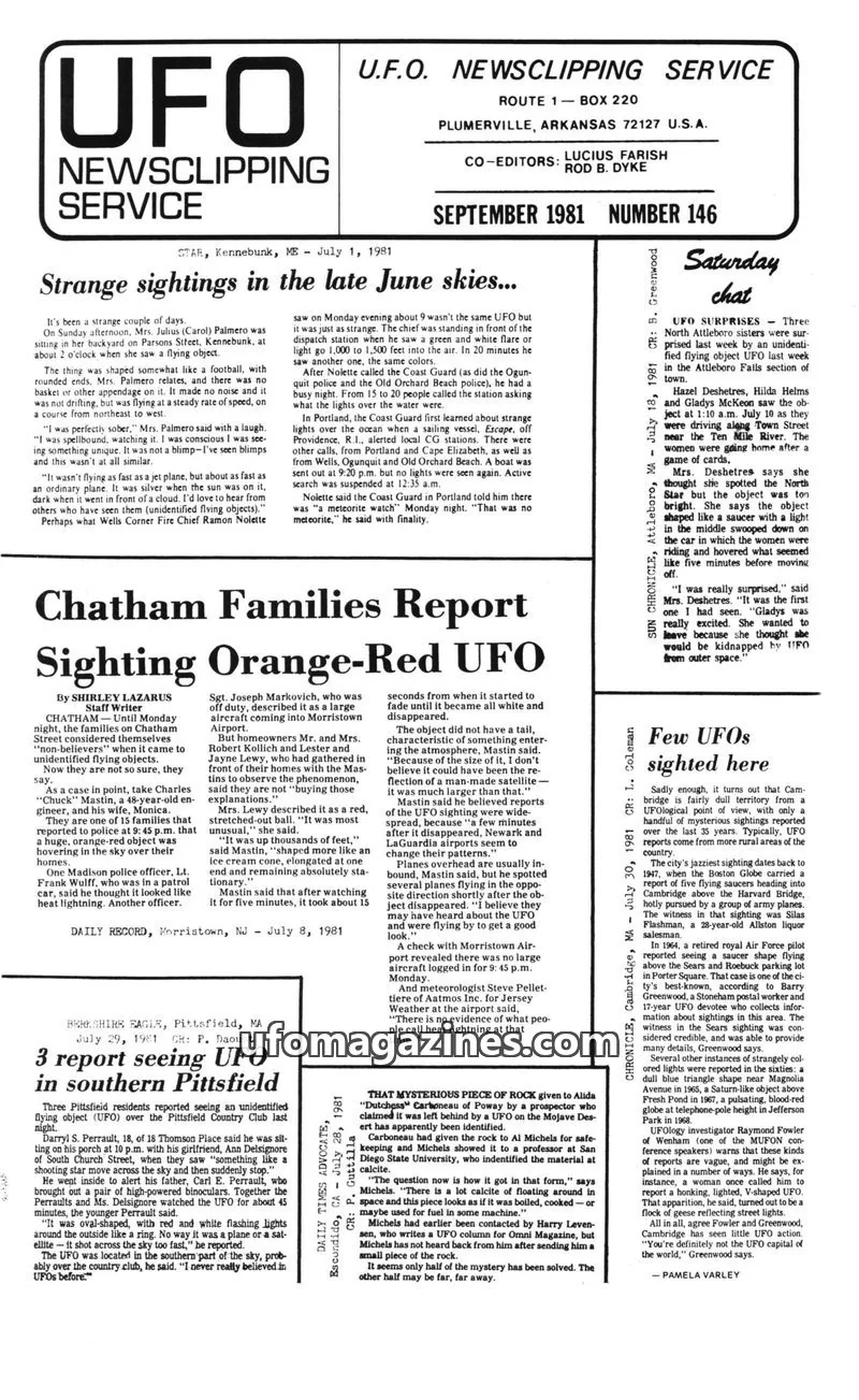 Cover of U.F.O. NEWSCLIPPING SERVICE issue 146: U.F.O. NEWSCLIPPING SERVICE