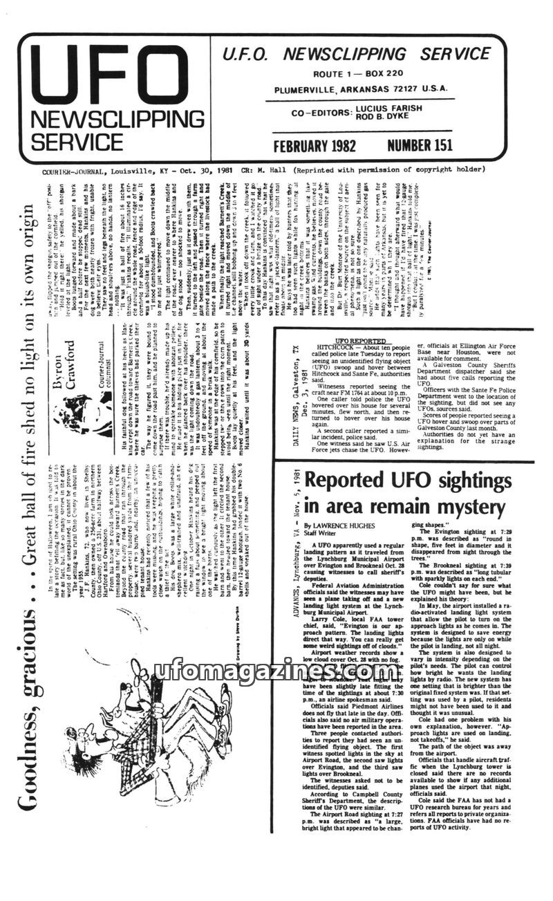 Cover of UFO Newsclipping Service - 1982 02 - no 151