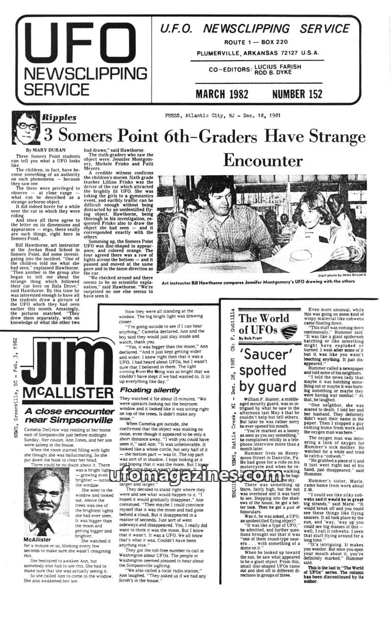 Cover of UFO Newsclipping Service - 1982 03 - no 152