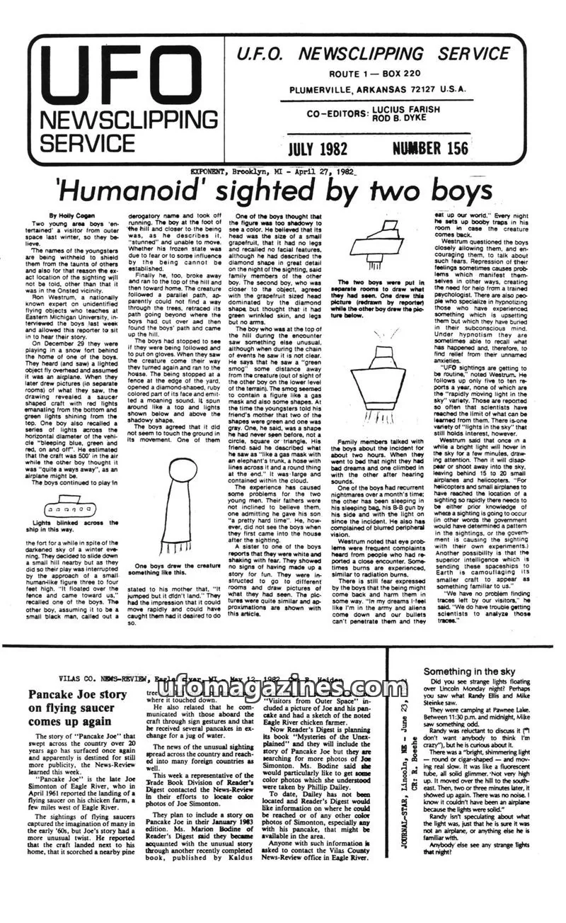 Cover of U.F.O. NEWSCLIPPING SERVICE issue 156: UFO NEWSCLIPPING SERVICE