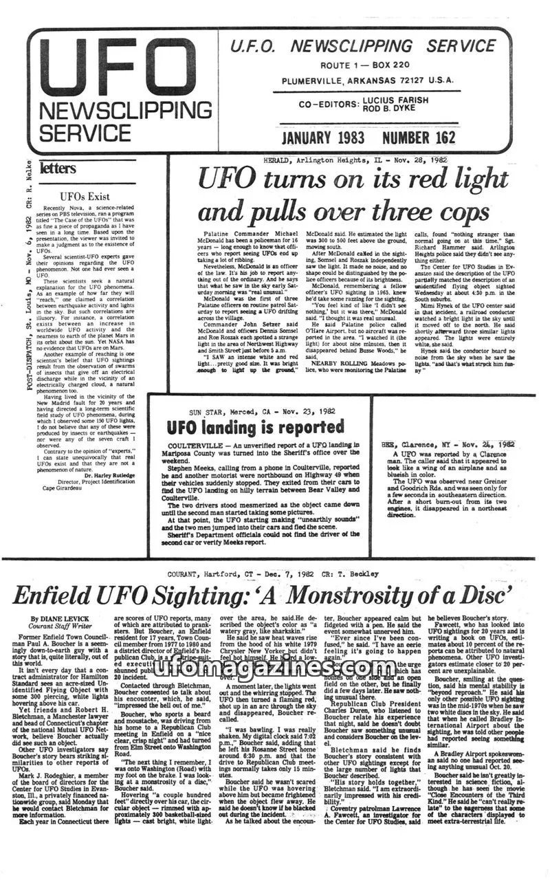 Cover of U.F.O. NEWSCLIPPING SERVICE issue 162: U.F.O. NEWSCLIPPING SERVICE