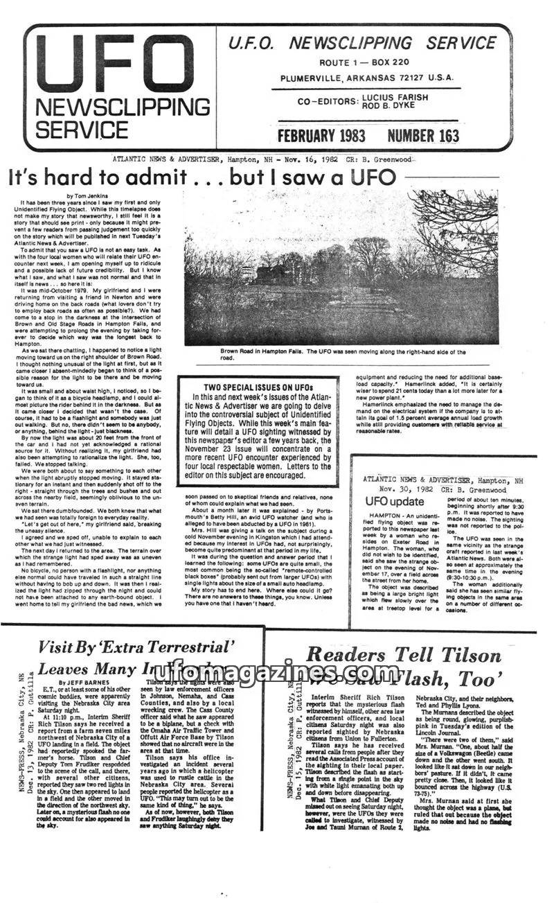 Cover of UFO Newsclipping Service issue 163: U.F.O. NEWSCLIPPING SERVICE