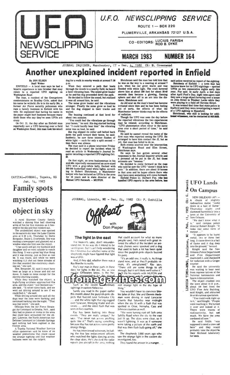 Cover of U.F.O. NEWS CLIPPING SERVICE issue 164: U.F.O. NEWS CLIPPING SERVICE