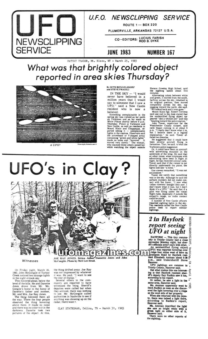 Cover of UFO Newsclipping Service - 1983 06 - no 167