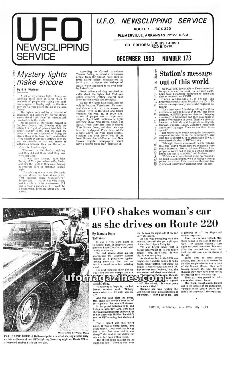 Cover of UFO NEWSCLIPPING SERVICE issue 173: U.F.O. NEWSCLIPPING SERVICE
