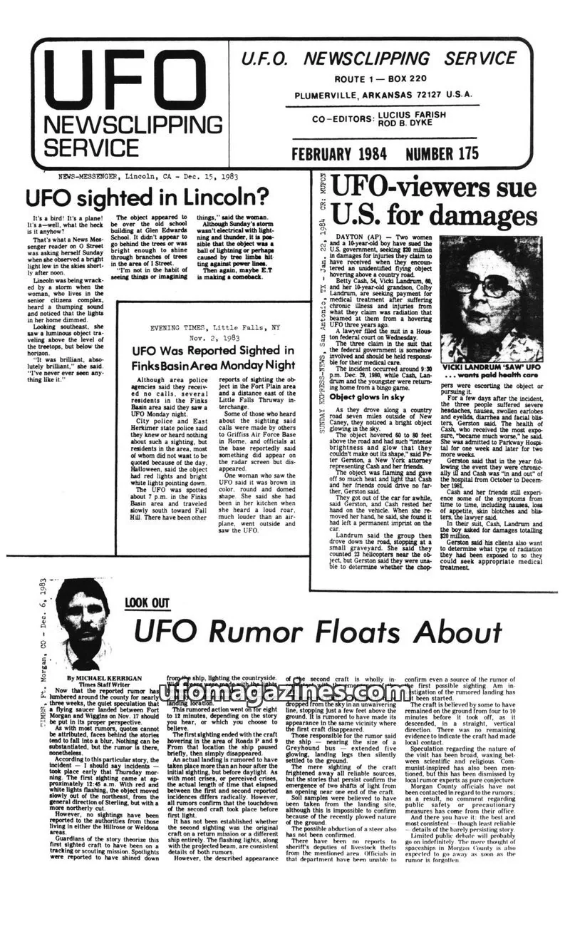 Cover of U.F.O. NEWSCLIPPING SERVICE issue 175: U.F.O. NEWSCLIPPING SERVICE