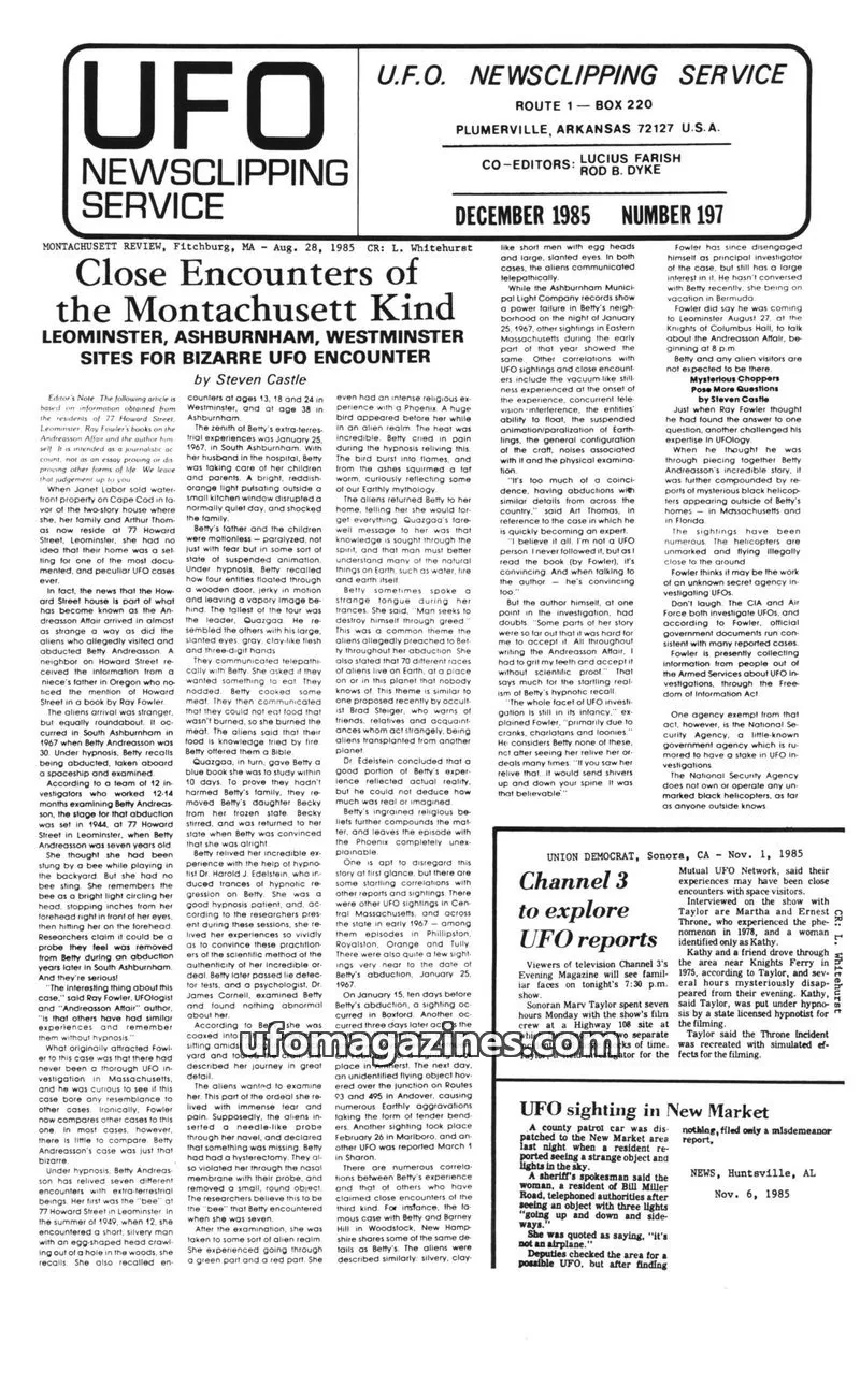 Cover of U.F.O. NEWSCLIPPING SERVICE issue 197: UFO NEWSCLIPPING SERVICE