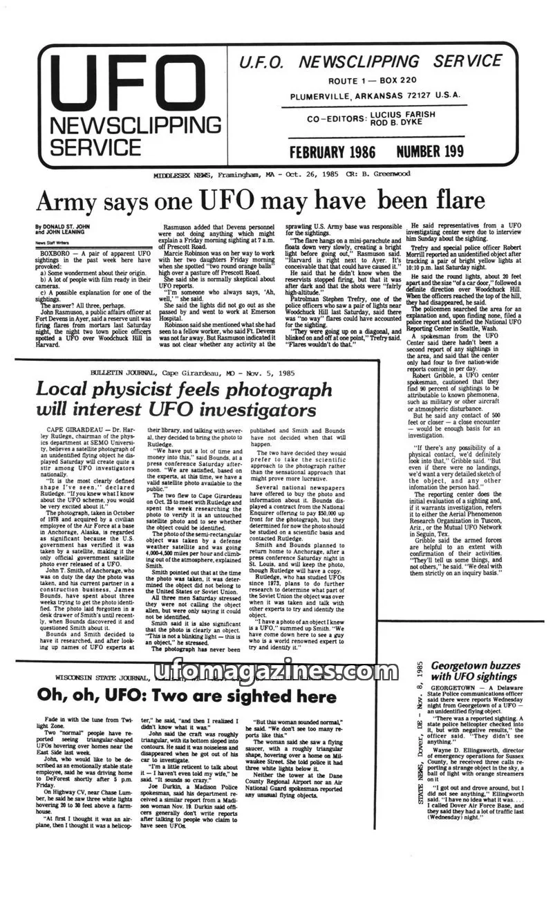 Cover of U.F.O. NEWSCLIPPING SERVICE issue 199: UFO NEWSCLIPPING SERVICE