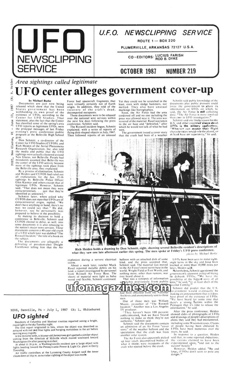 Cover of UFO Newsclipping Service - 1987 10 - no 219
