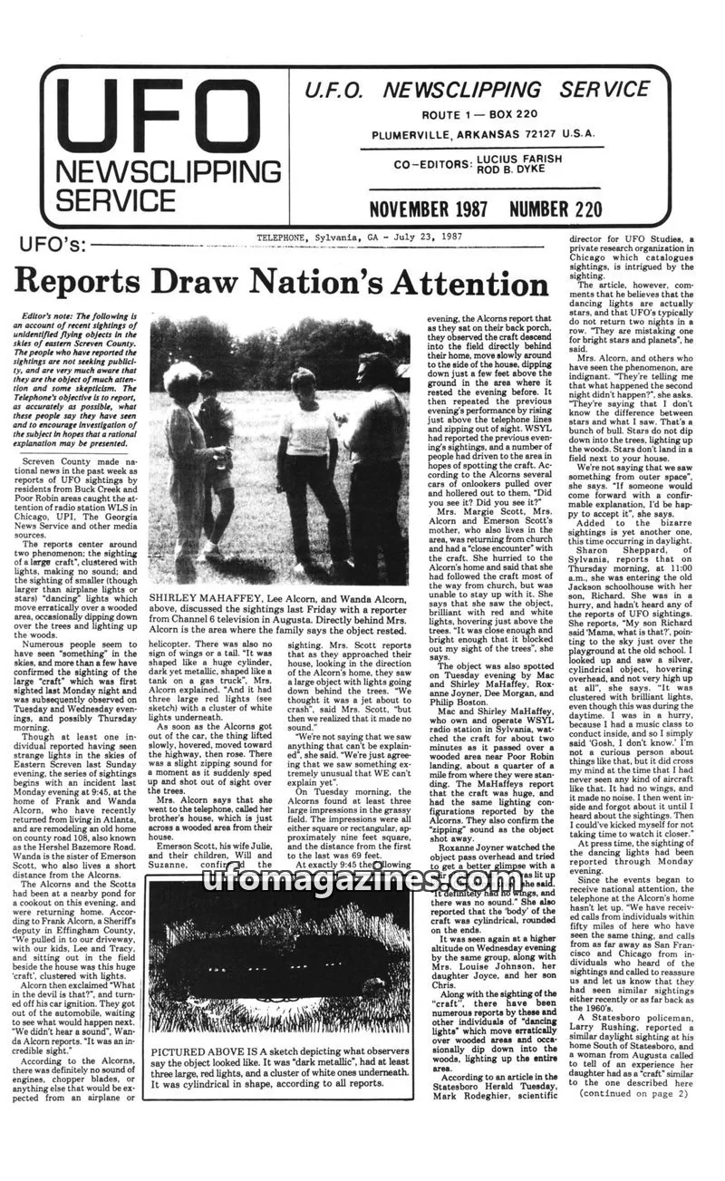 Cover of U.F.O. NEWSCLIPPING SERVICE issue 220: UFO NEWSCLIPPING SERVICE