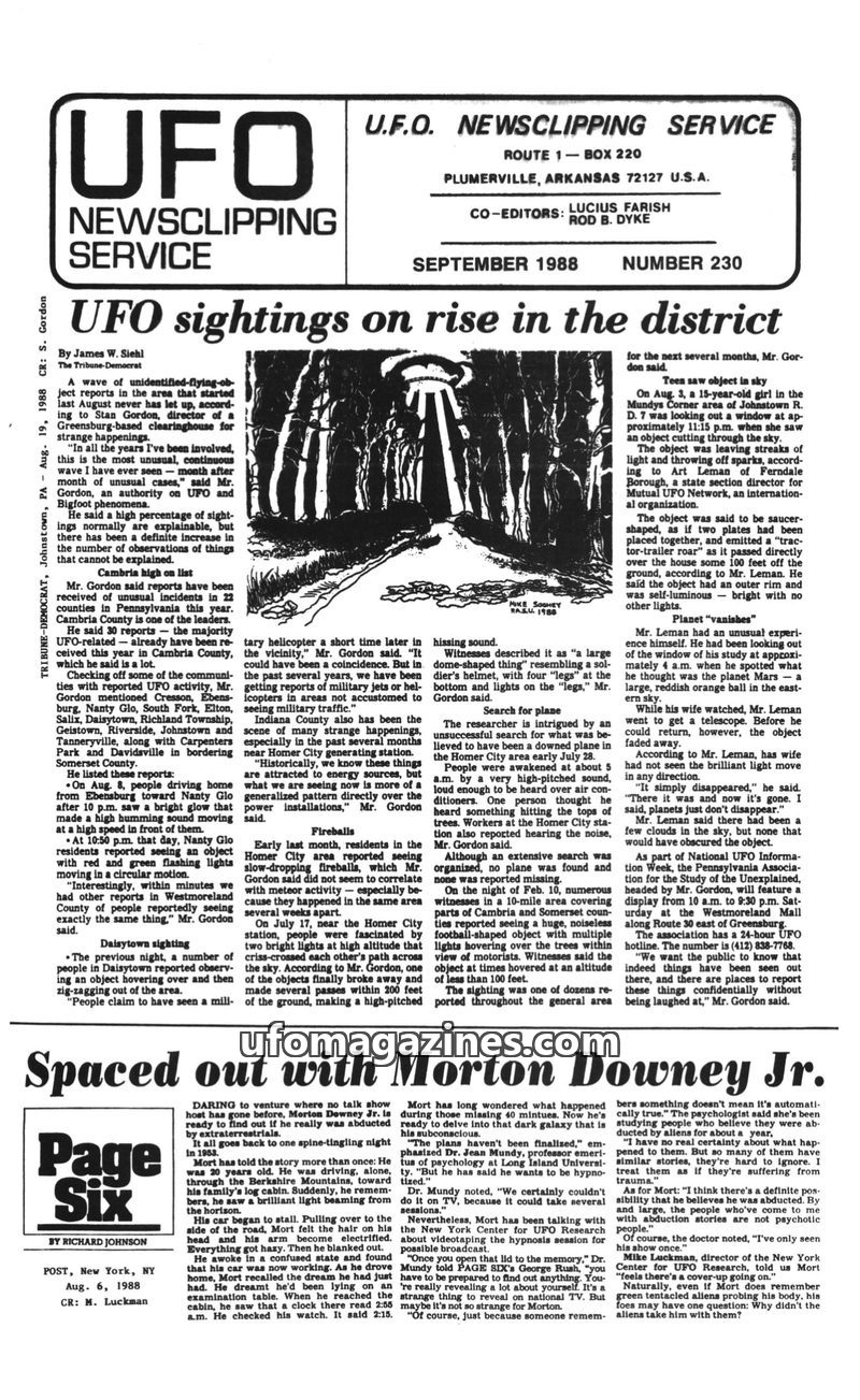 Cover of UFO Newsclipping Service - 1988 09 - no 230