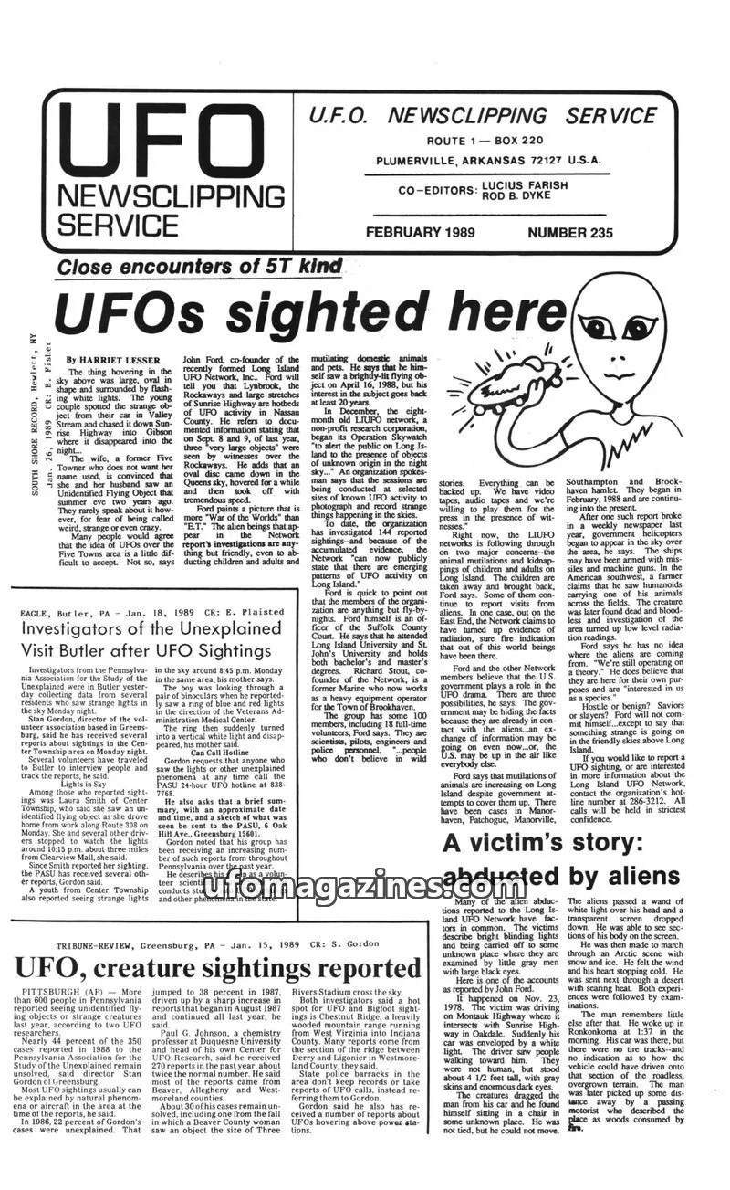 Cover of U.F.O. NEWSCLIPPING SERVICE issue 235: UFO NEWSCLIPPING SERVICE