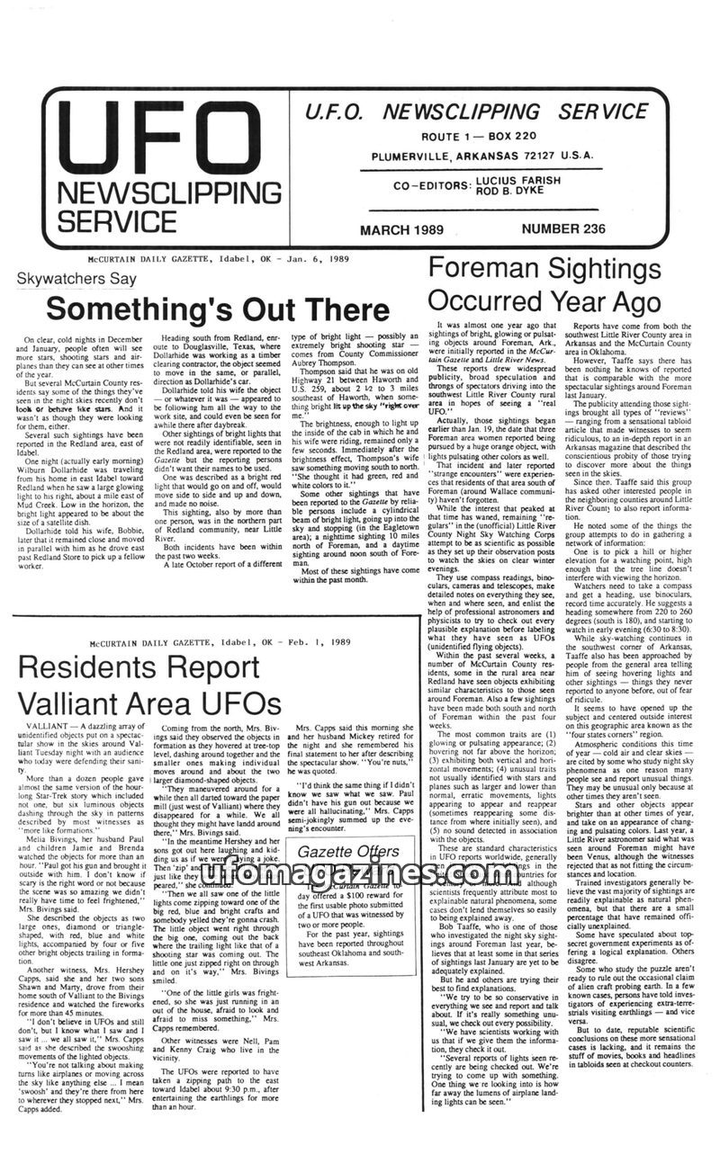 Cover of UFO Newsclipping Service - 1989 03 - no 236