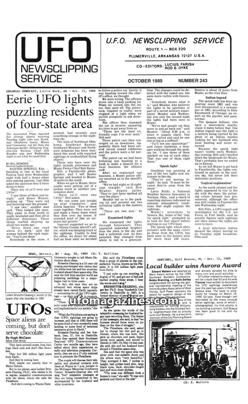 Cover of UFO Newsclipping Service - 1989 10 - no 243