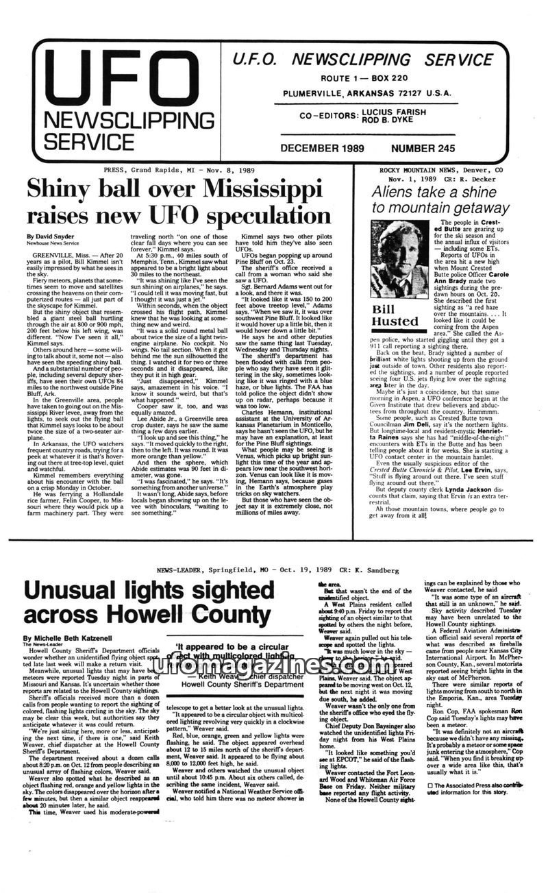 Cover of UFO Newsclipping Service - 1989 12 - no 245