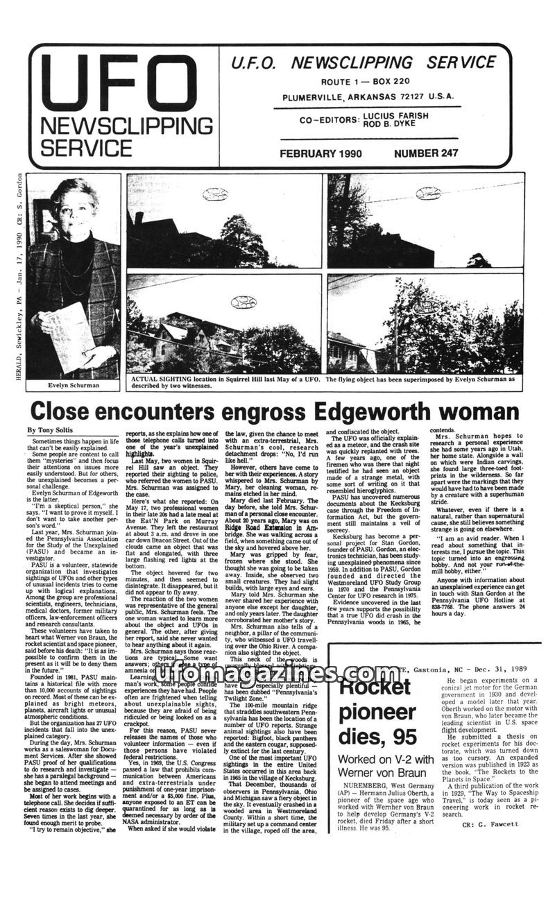 Cover of UFO Newsclipping Service - 1990 02 - no 247