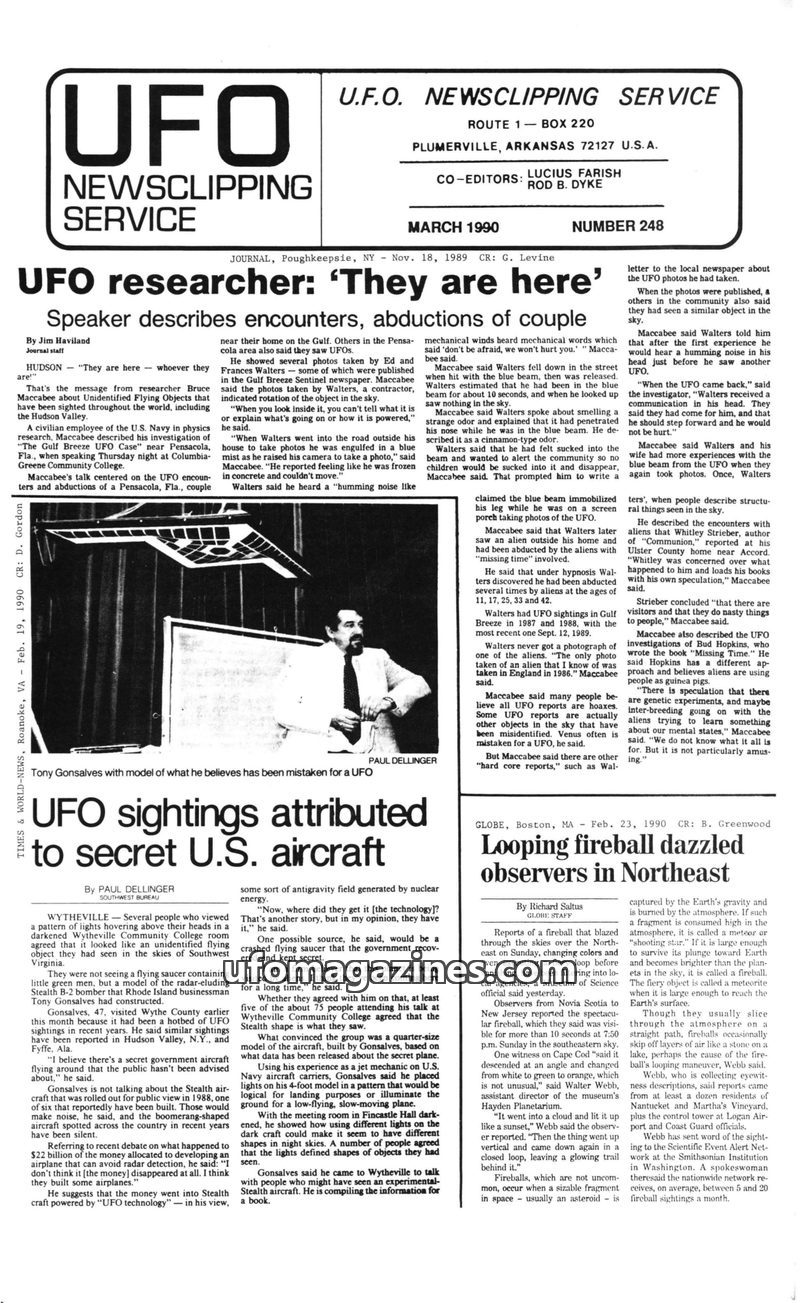 Cover of UFO Newsclipping Service - 1990 03 - no 248
