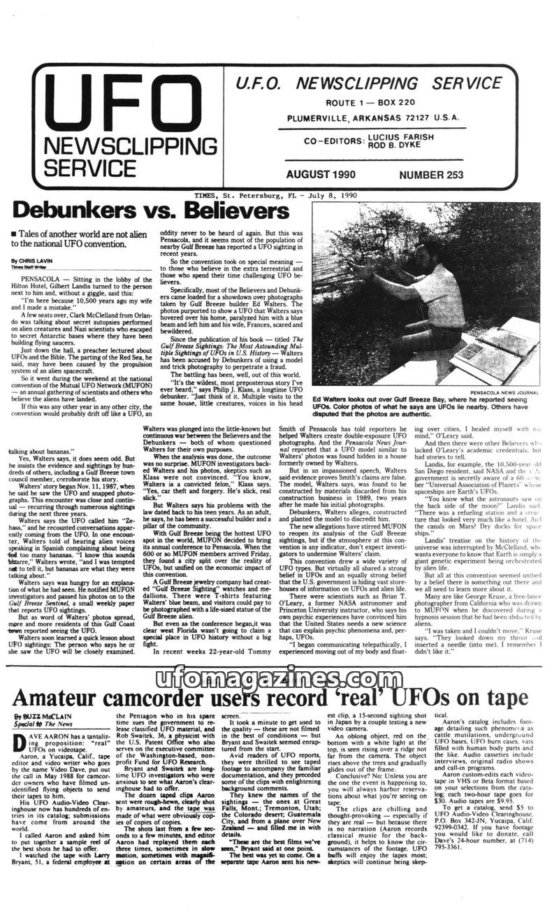 Cover of UFO Newsclipping Service - 1990 08 - no 253