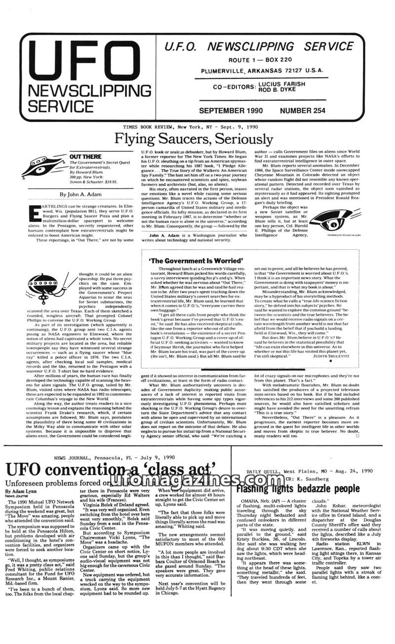 Cover of UFO Newsclipping Service - 1990 09 - no 254
