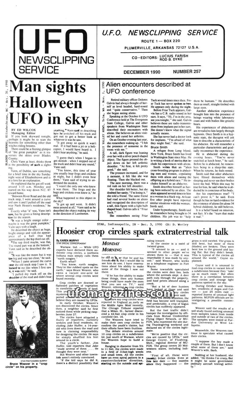 Cover of UFO Newsclipping Service - 1990 12 - no 257