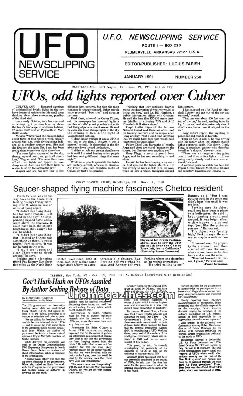 Cover of U.F.O. NEWSCLIPPING SERVICE issue 258: U.F.O. NEWSCLIPPING SERVICE