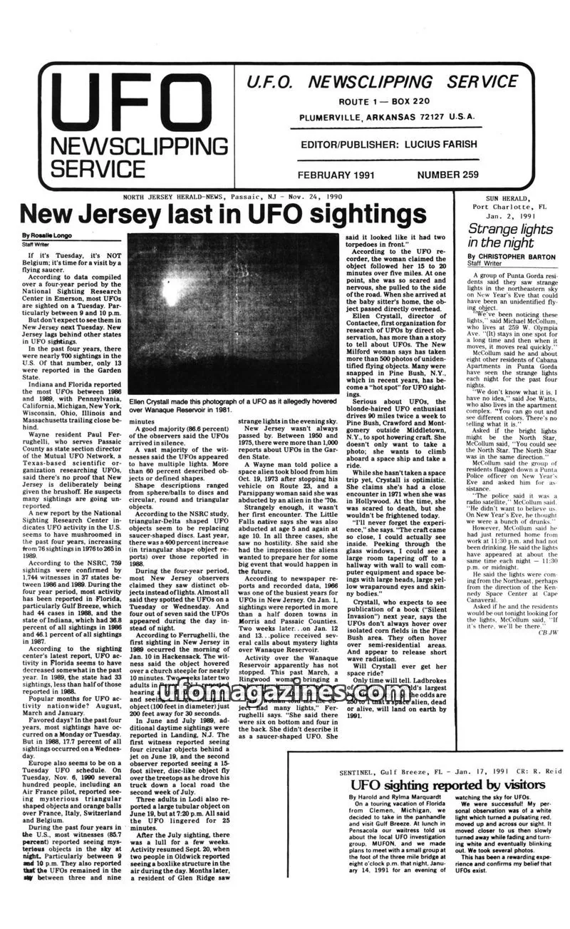 Cover of U.F.O. NEWSCLIPPING SERVICE issue 259: UFO NEWSCLIPPING SERVICE
