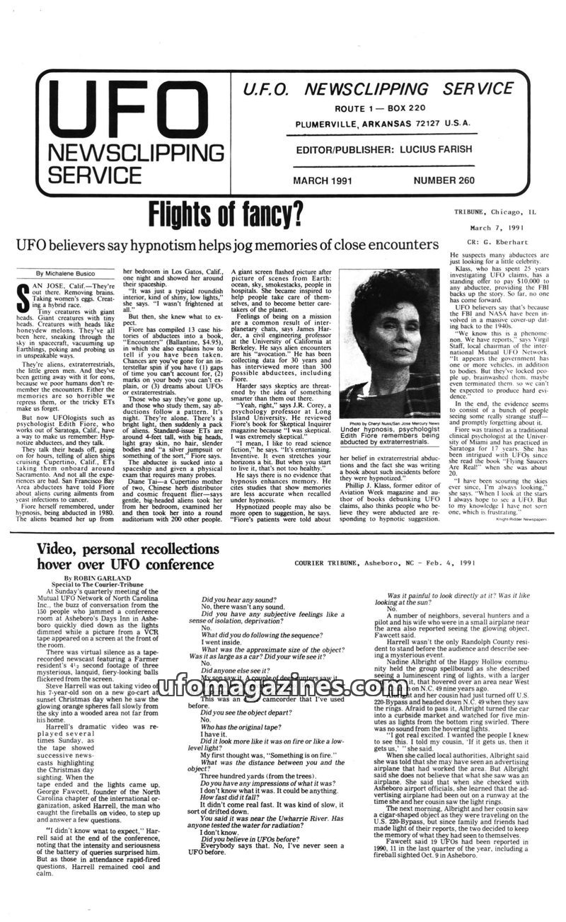 Cover of UFO Newsclipping Service - 1991 03 - no 260