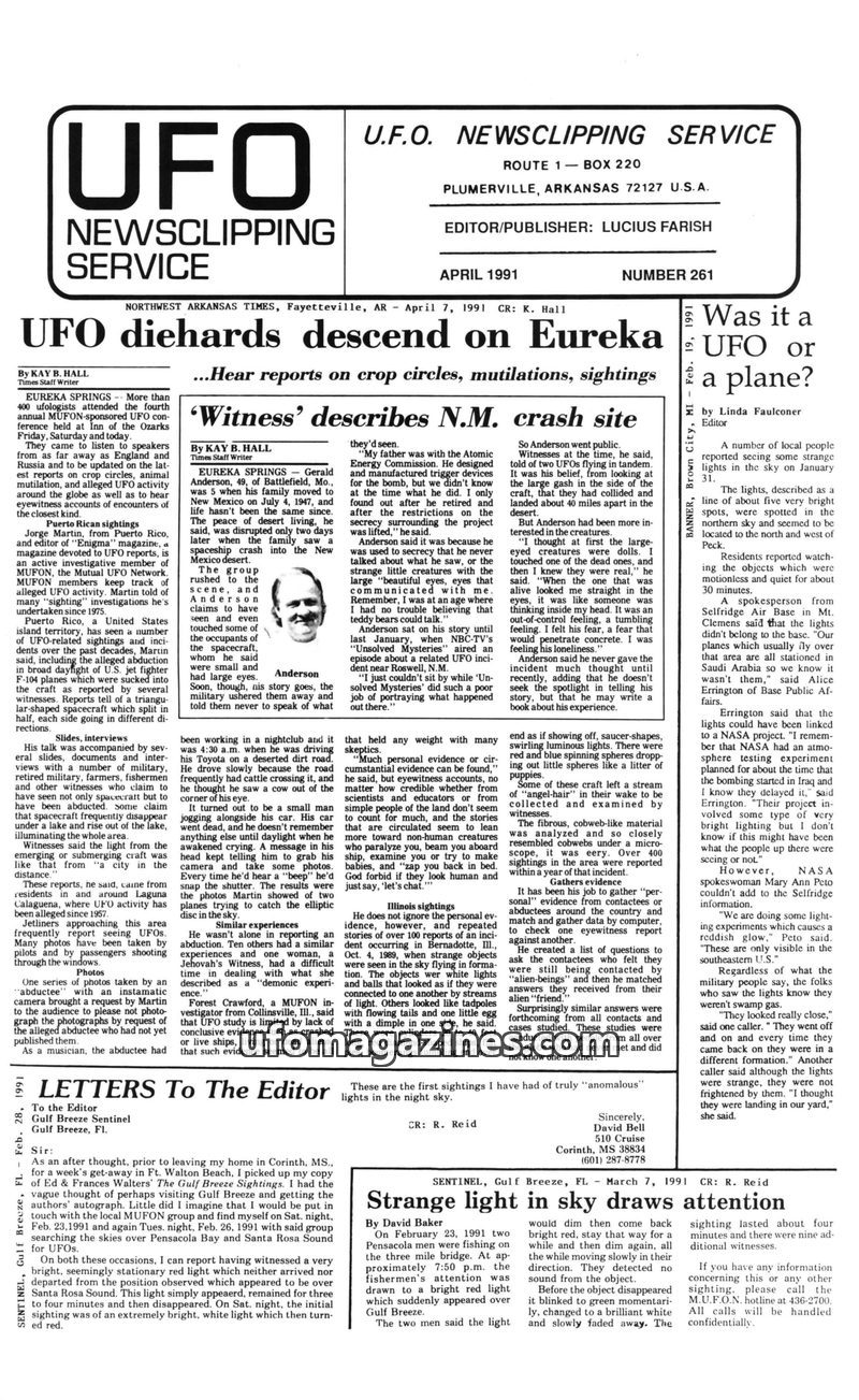 Cover of UFO Newsclipping Service - 1991 04 - no 261