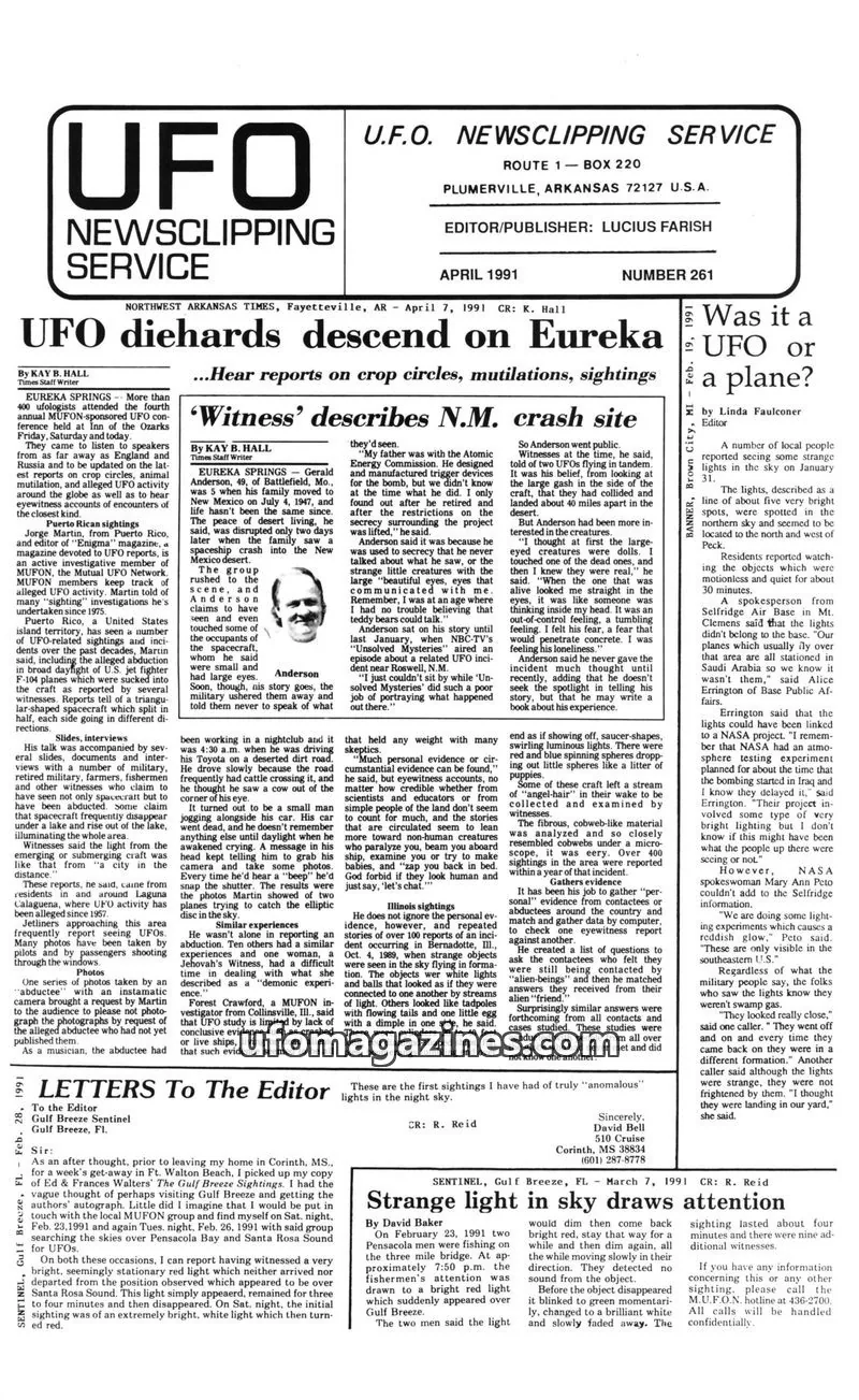 Cover of U.F.O. NEWSCLIPPING SERVICE issue 261: U.F.O. NEWSCLIPPING SERVICE