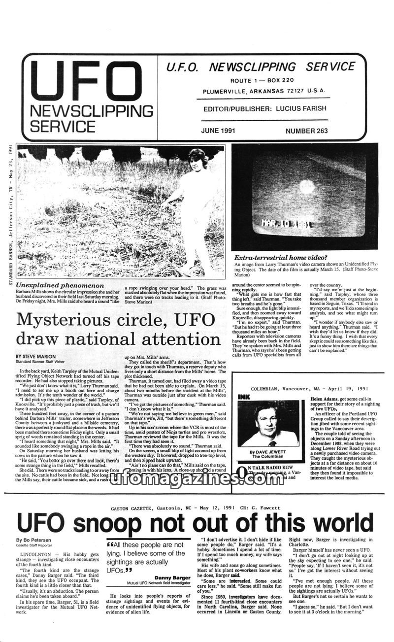 Cover of UFO Newsclipping Service - 1991 06 - no 263
