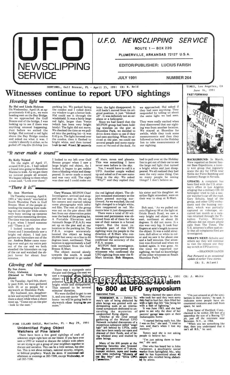 Cover of UFO Newsclipping Service - 1991 07 - no 264