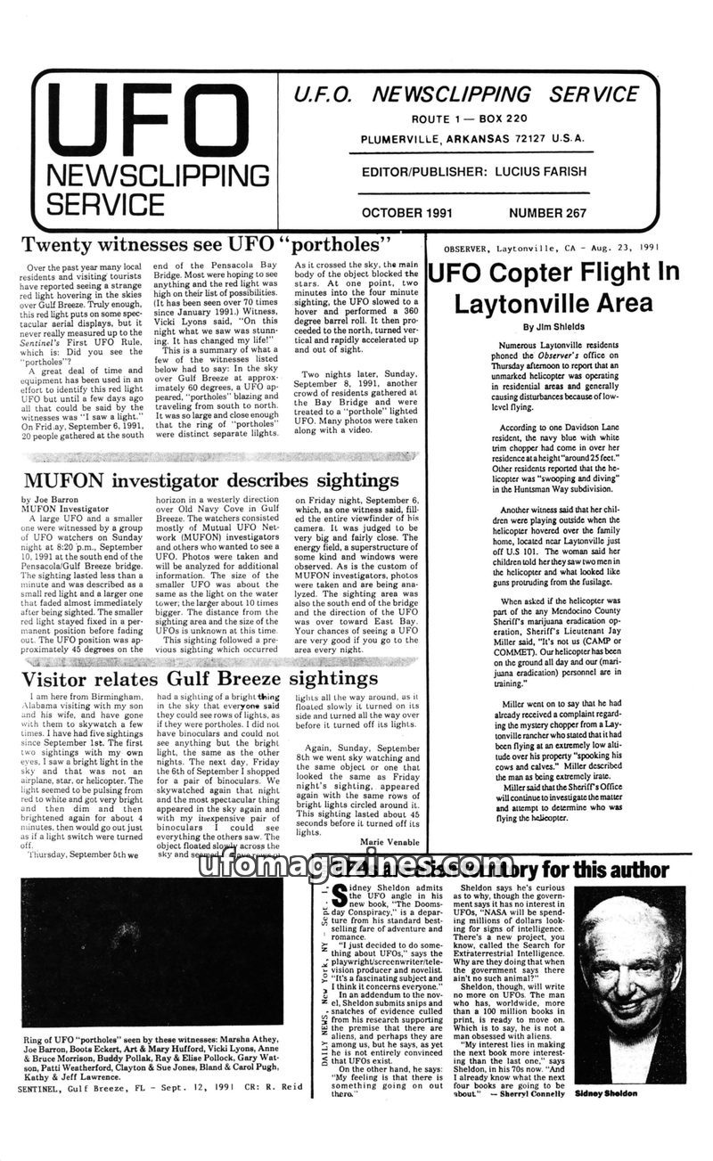 Cover of UFO Newsclipping Service - 1991 10 - no 267