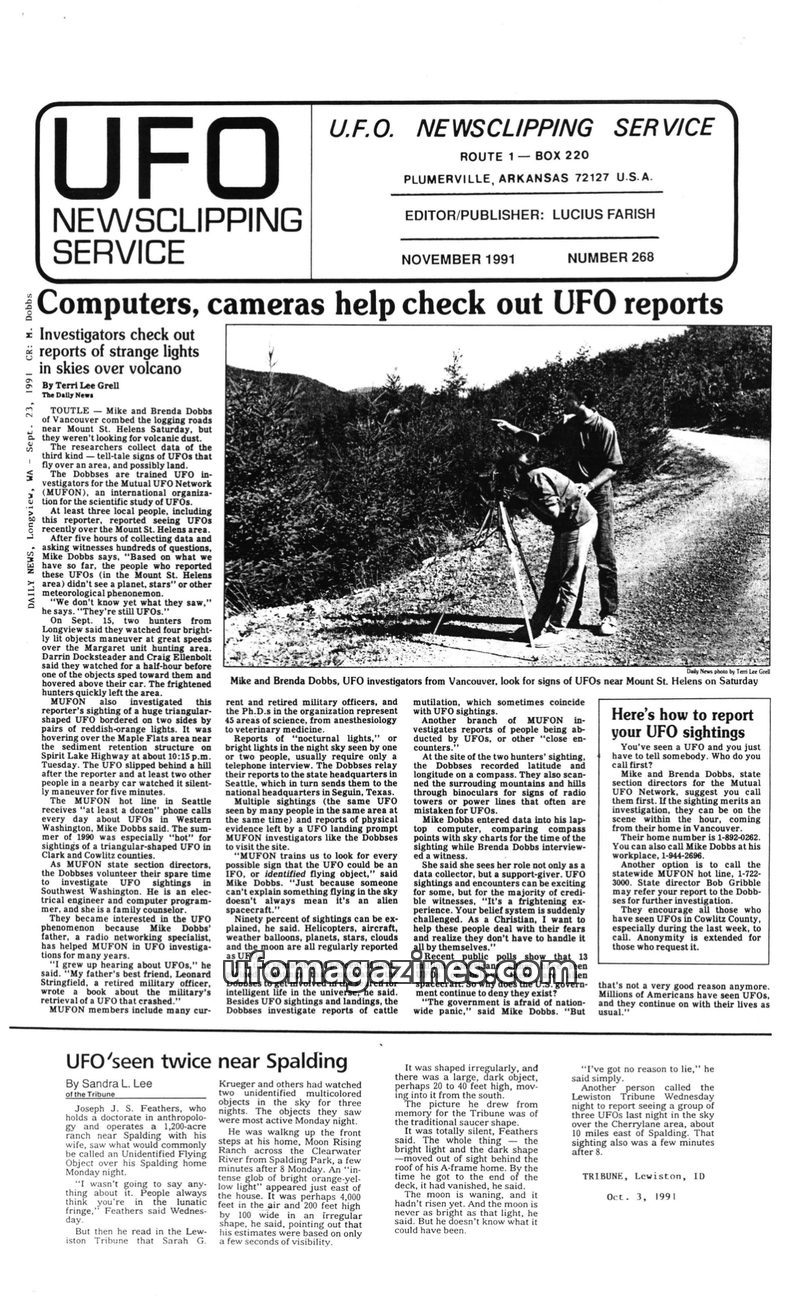 Cover of UFO Newsclipping Service - 1991 11 - no 268