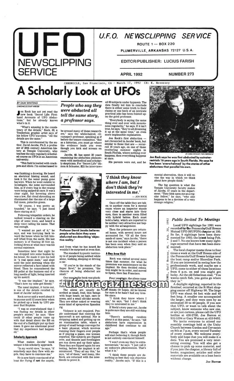 Cover of U.F.O. NEWSCLIPPING SERVICE issue 273: UFO NEWSCLIPPING SERVICE