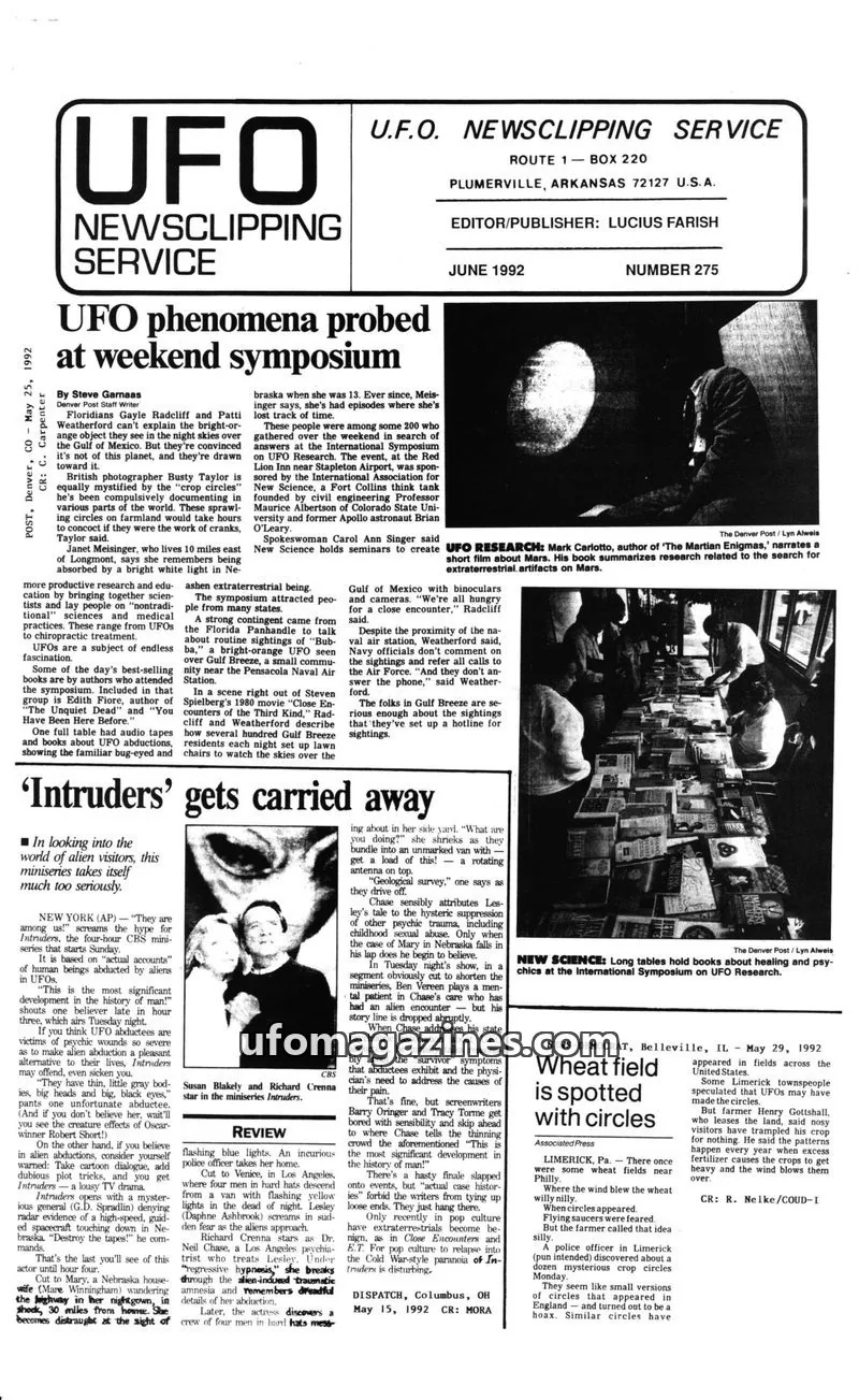 Cover of U.F.O. NEWSCLIPPING SERVICE issue NUMBER 275: UFO NEWSCLIPPING SERVICE