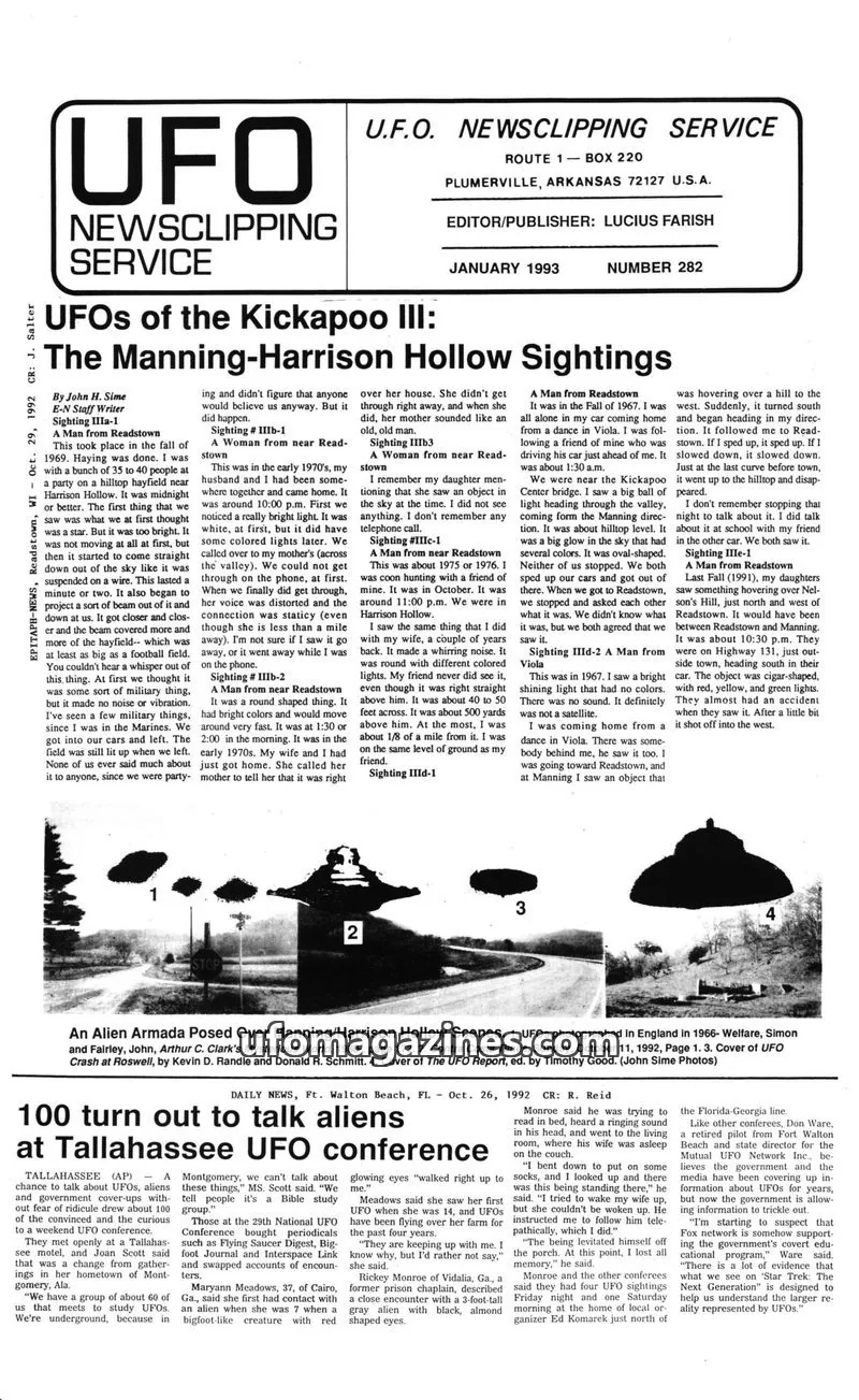 Cover of U.F.O. NEWSCLIPPING SERVICE issue NUMBER 282: UFO NEWSCLIPPING SERVICE