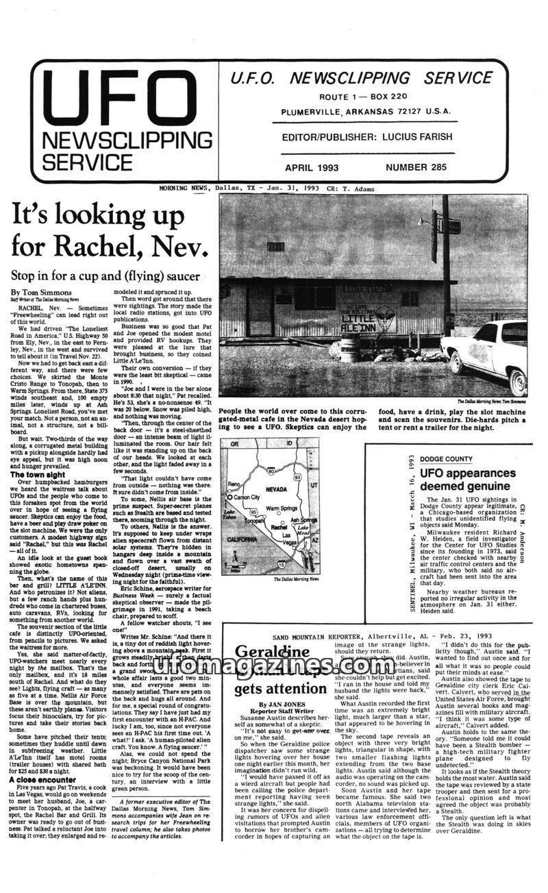 Cover of UFO Newsclipping Service - 1993 04 - no 285