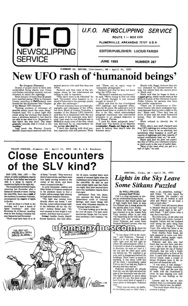 Cover of U.F.O. NEWSCLIPPING SERVICE issue 287: U.F.O. NEWSCLIPPING SERVICE