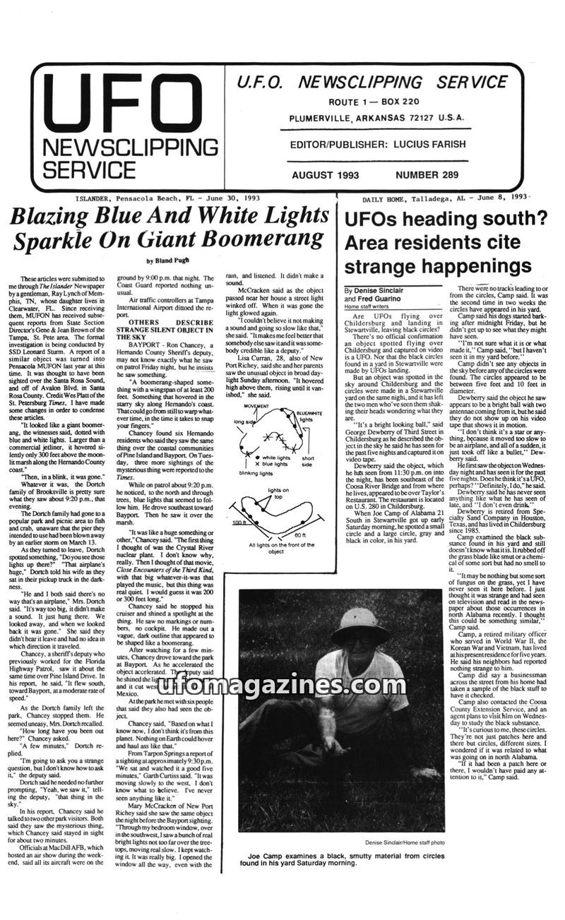Cover of UFO Newsclipping Service - 1993 08 - no 289