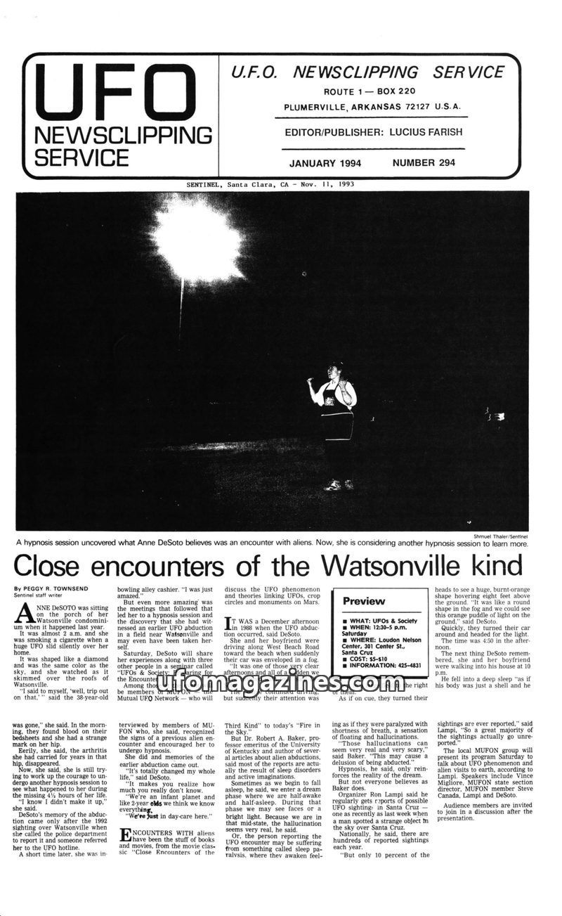 Cover of UFO Newsclipping Service - 1994 01 - no 294