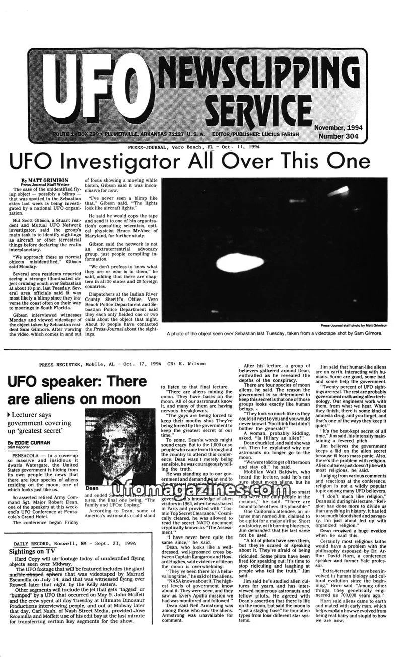 Cover of UFO Newsclipping Service issue Number 304: UFO NEWSCLIPPING SERVICE