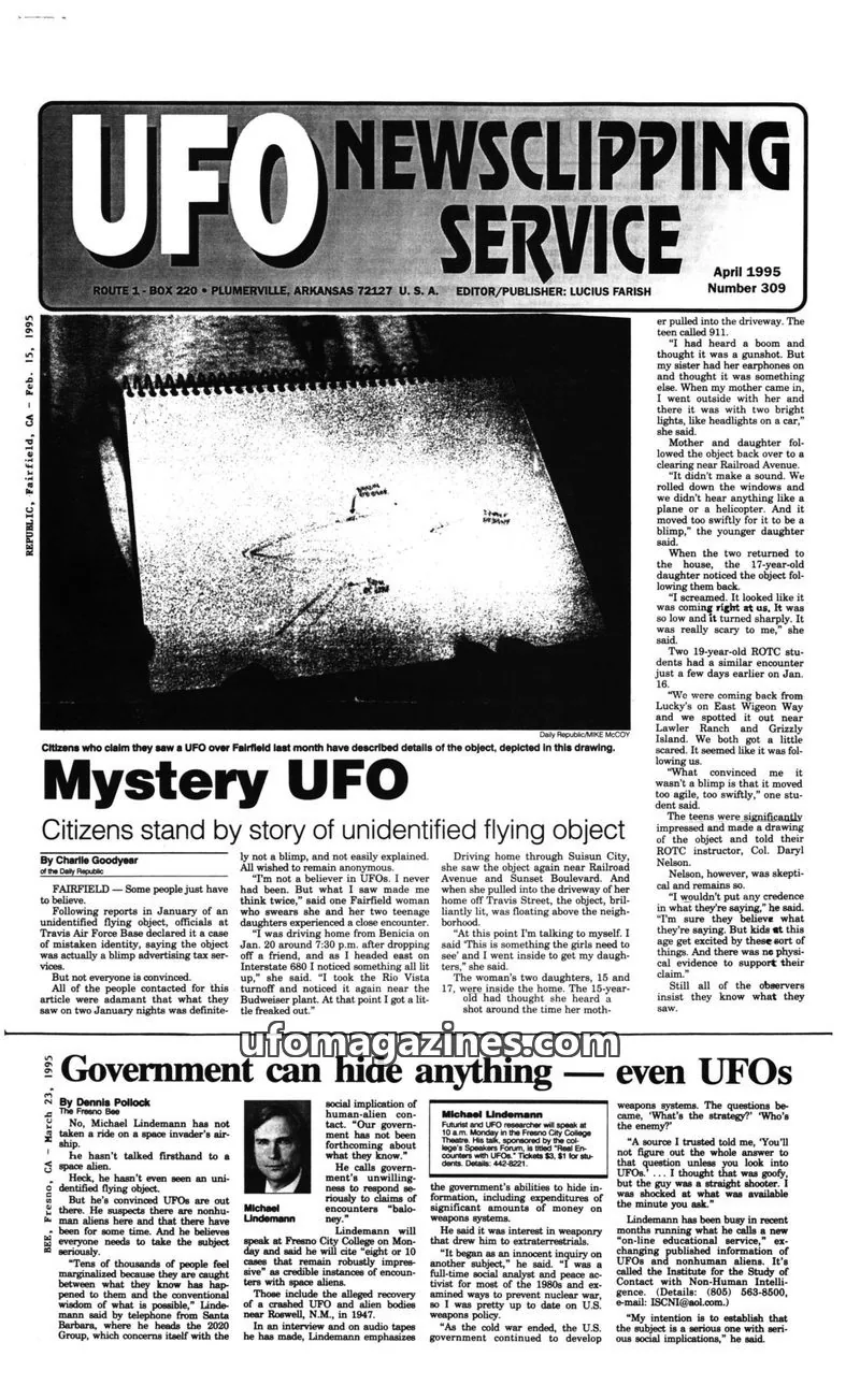 Cover of UFO Newsclipping Service issue Number 309: UFO NEWSCLIPPING SERVICE