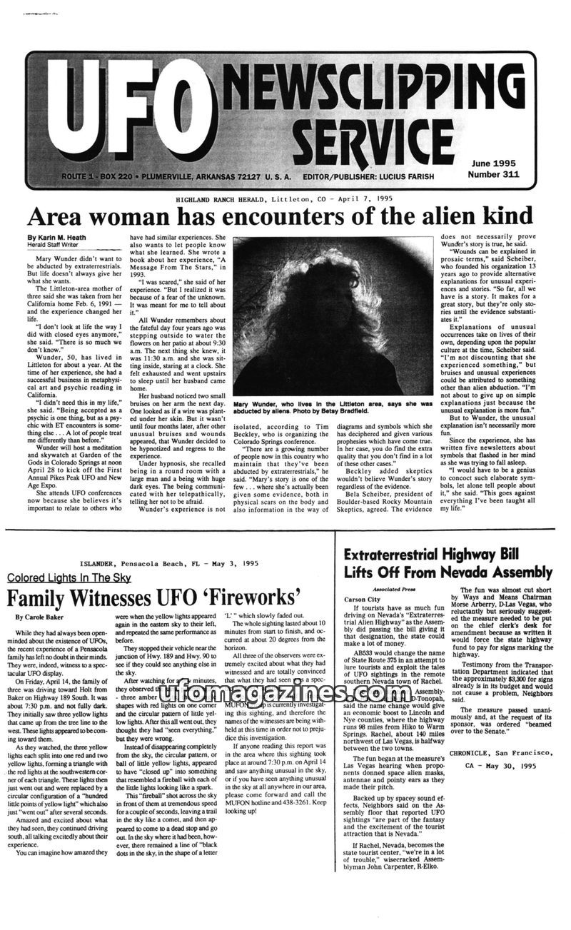 Cover of UFO Newsclipping Service - 1995 06 - no 311