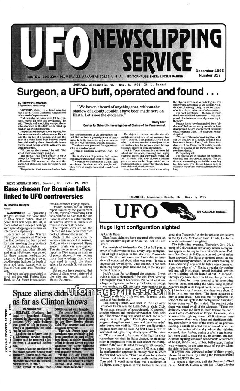 Cover of UFO Newsclipping Service - 1995 12 - no 317