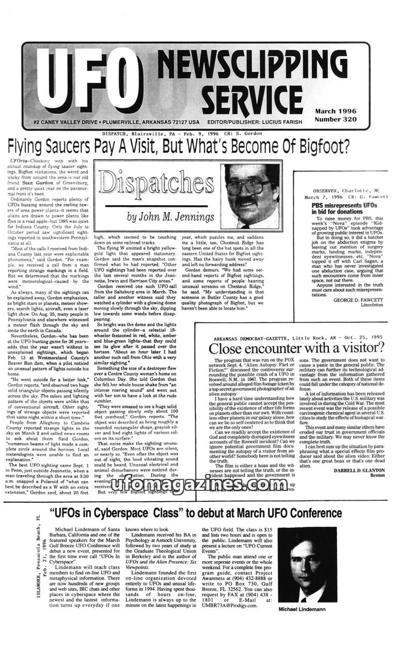 Cover of UFO Newsclipping Service issue Number 320: UFO NEWSCLIPPING SERVICE