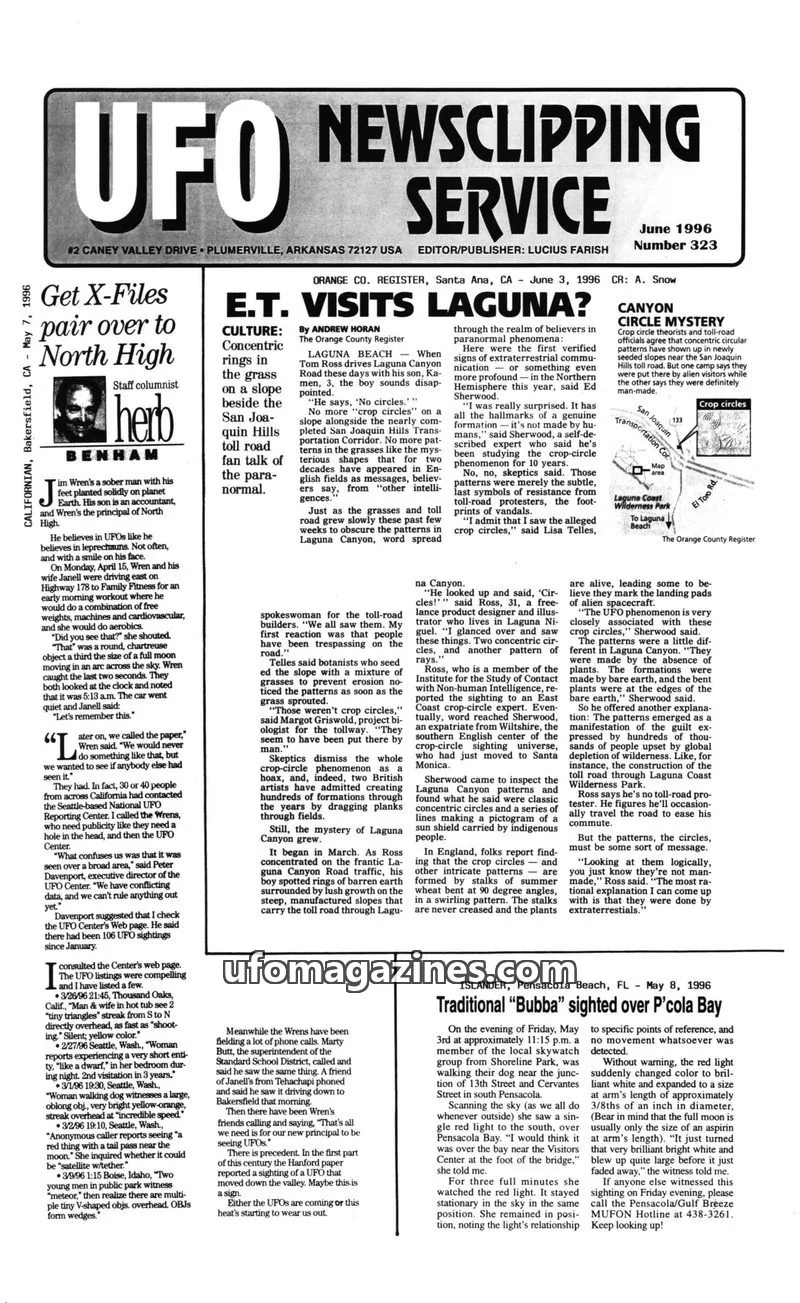 Cover of UFO Newsclipping Service issue Number 323: UFO NEWSCLIPPING SERVICE