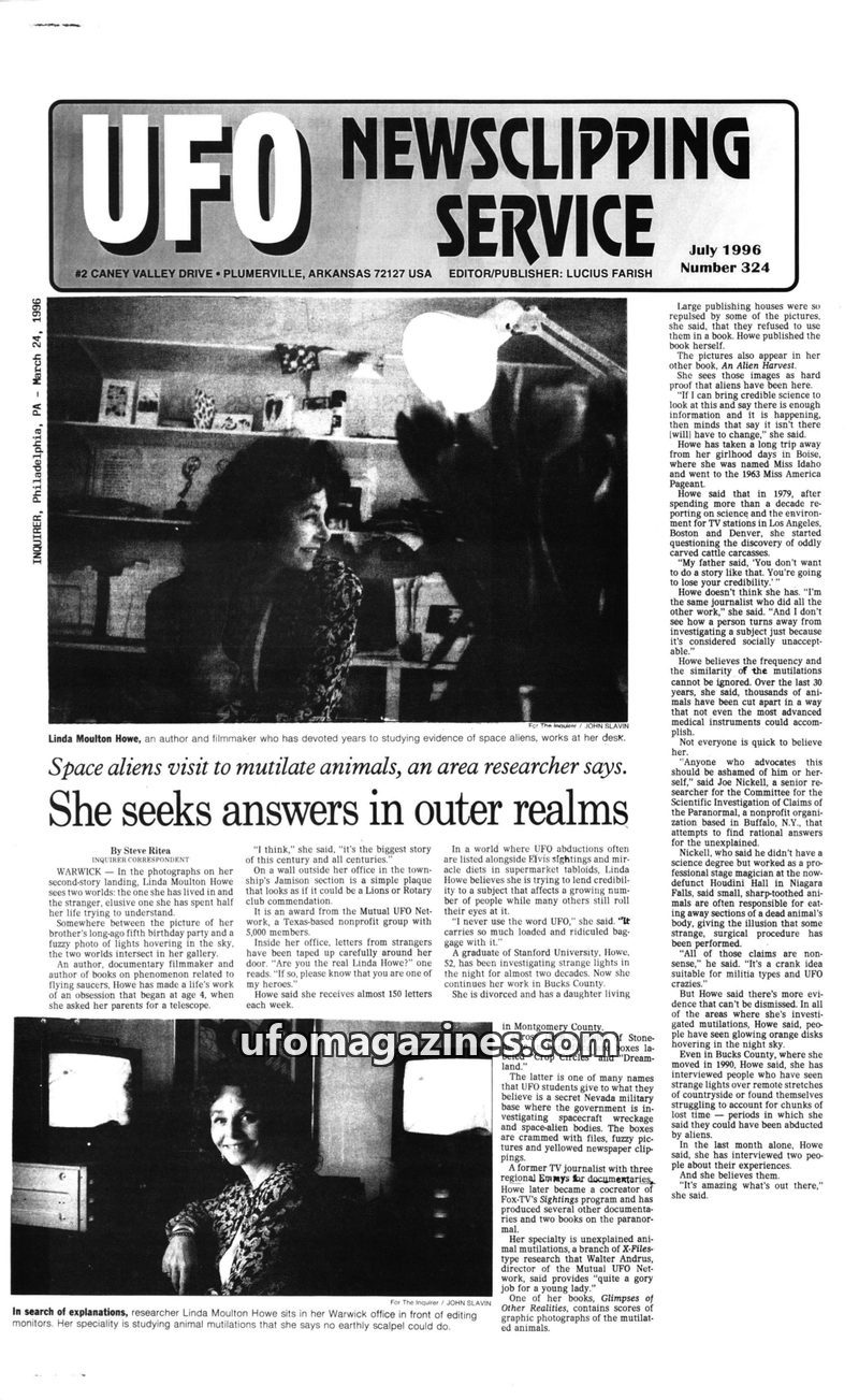 Cover of UFO Newsclipping Service - 1996 07 - no 324