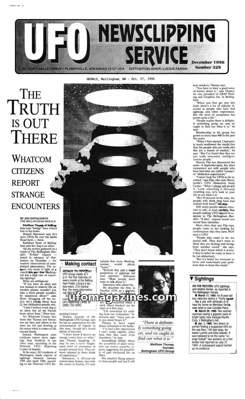 Cover of UFO Newsclipping Service issue 329: UFO NEWSCLIPPING SERVICE